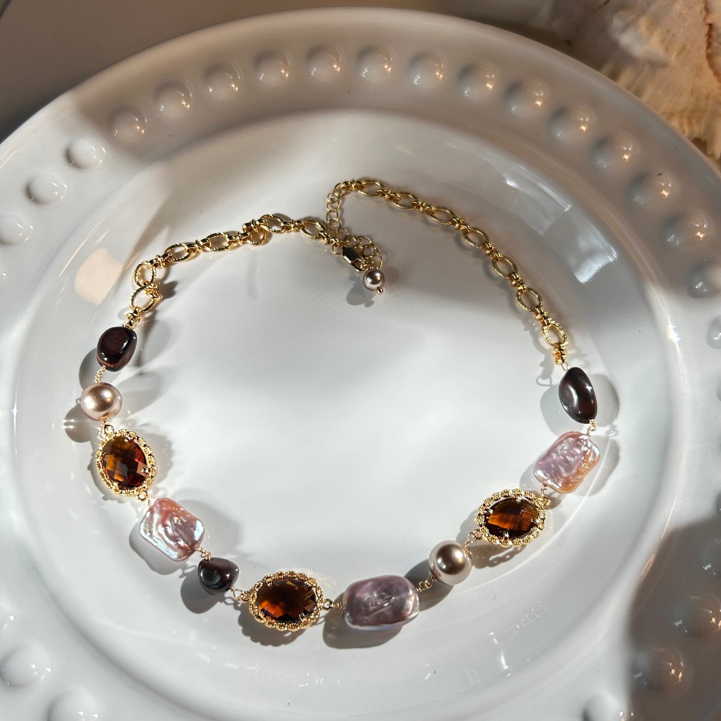 Amber Twilight Gemstone Necklace