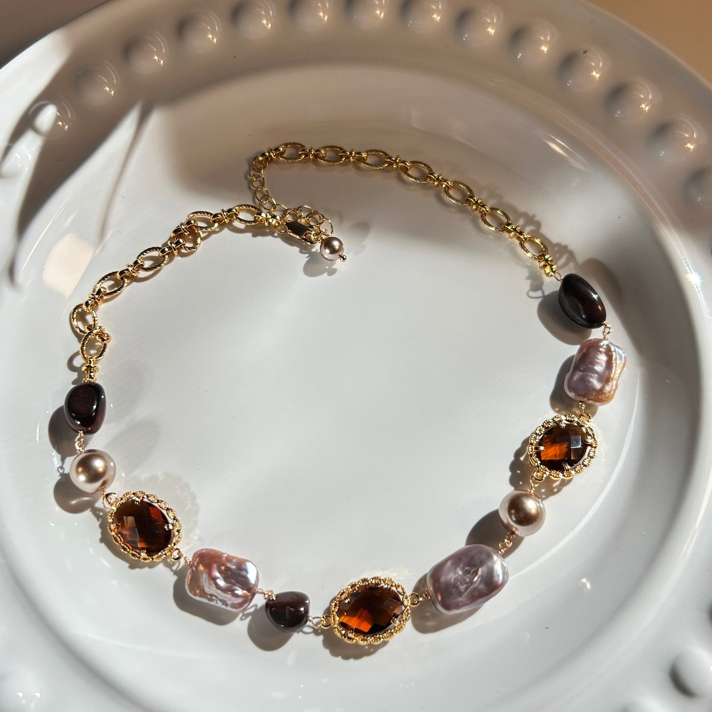 Amber Twilight Gemstone Necklace